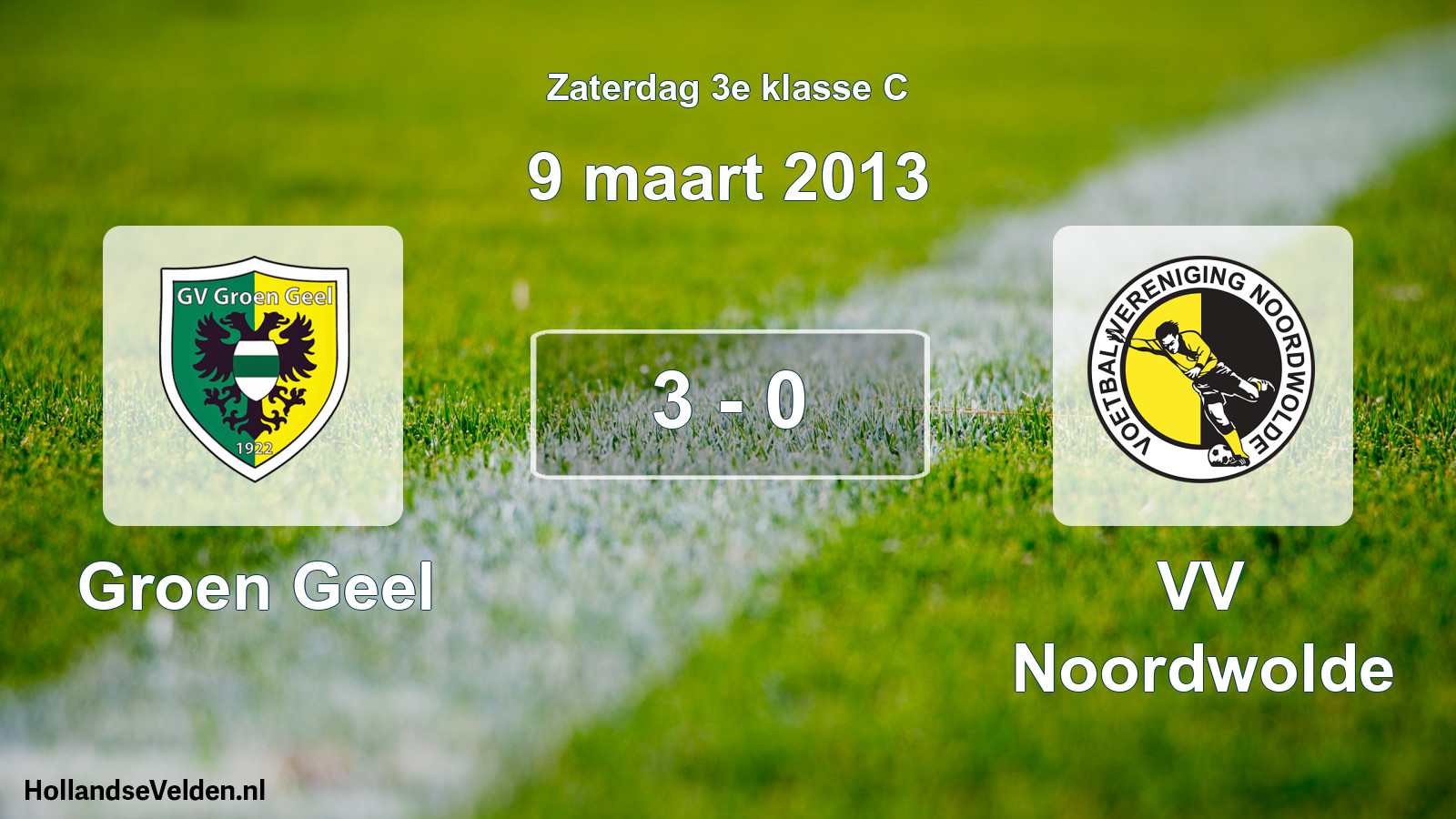 Total number of matches played: Groen Geel - VV Noordwolde 3 - 0 (9 March 2013)