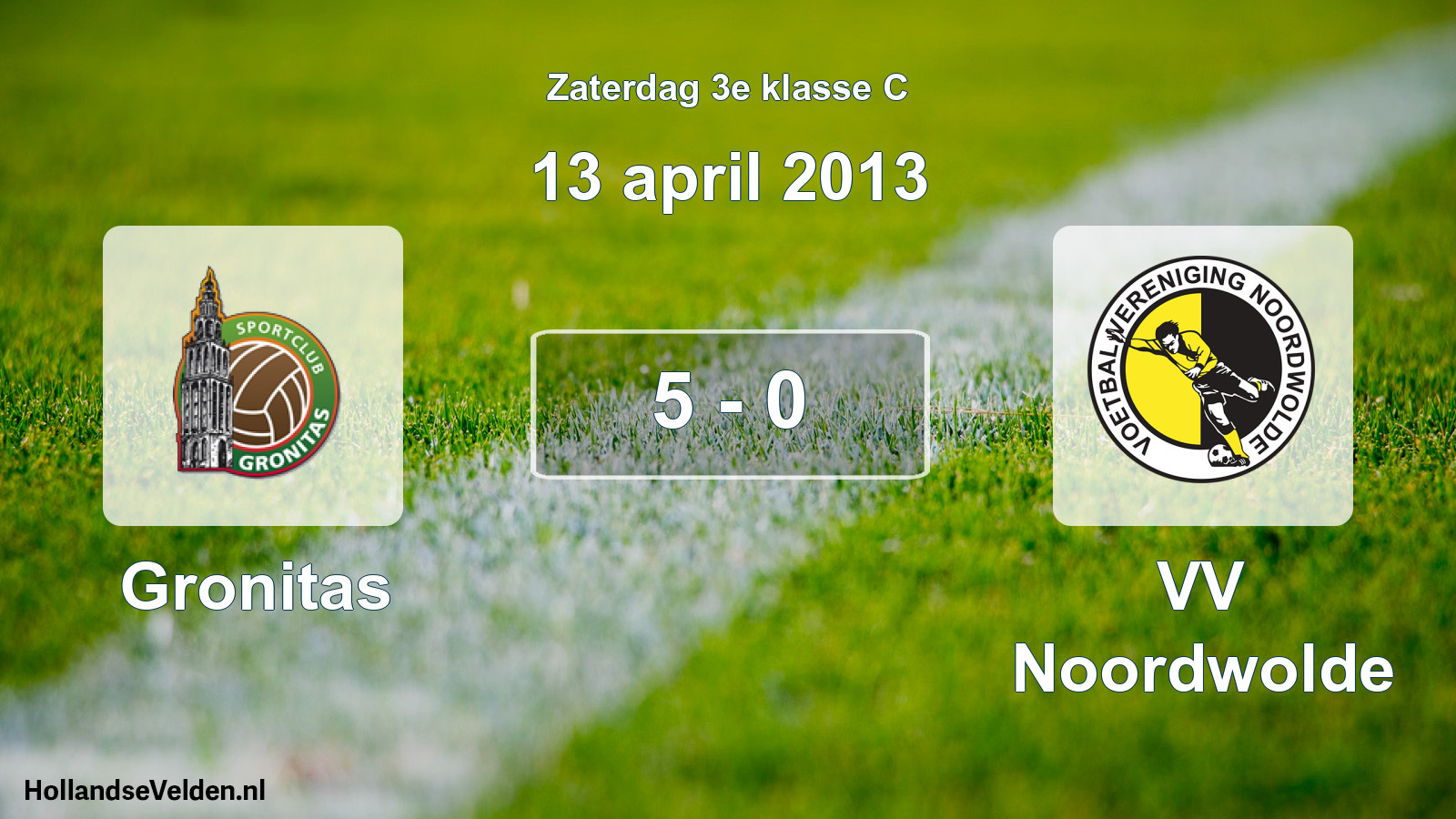 Total number of matches played: Gronitas - VV Noordwolde 5 - 0 (13 April 2013)