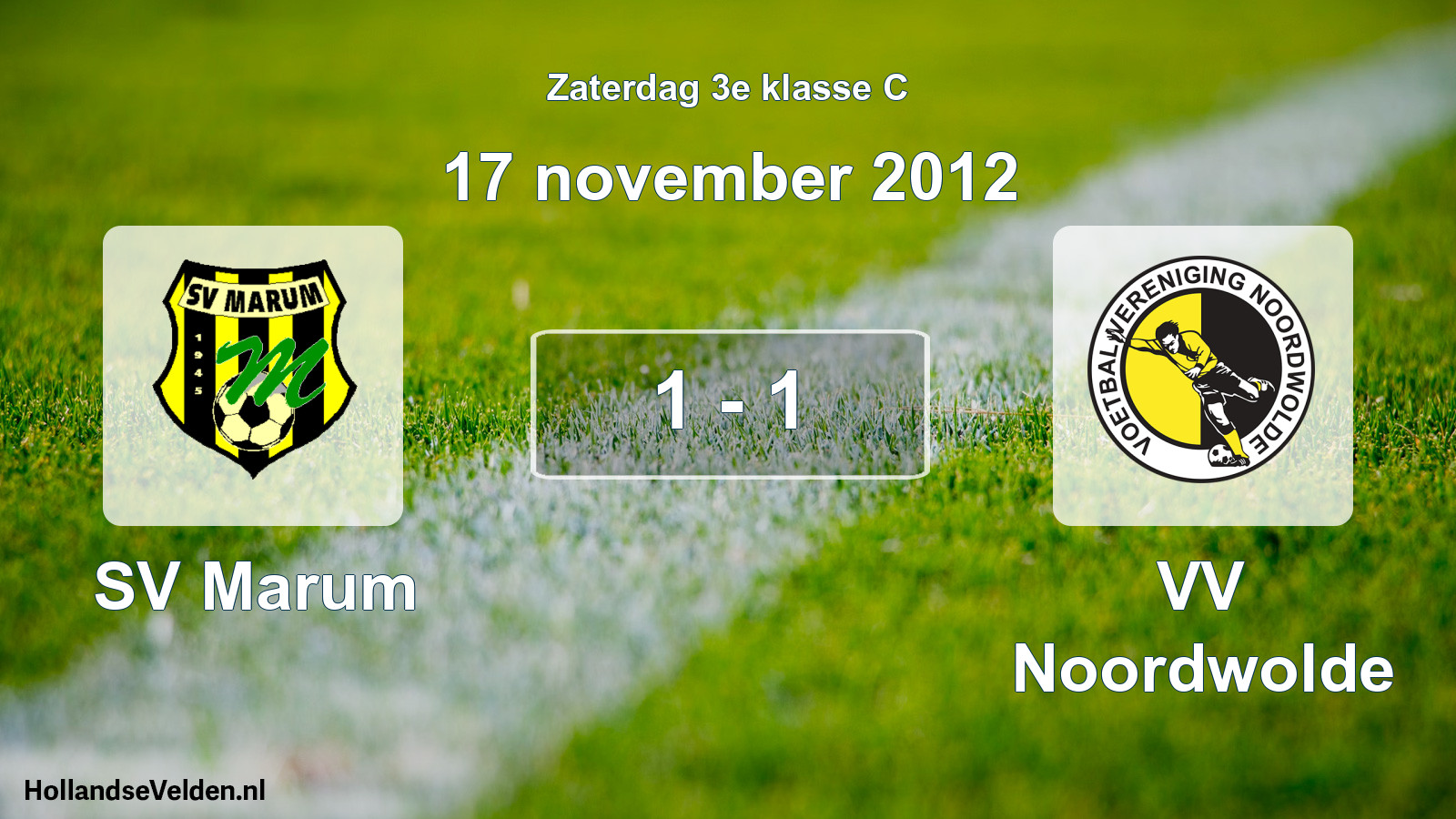 Total number of matches played: SV Marum - VV Noordwolde 1 - 1 (17 November 2012)