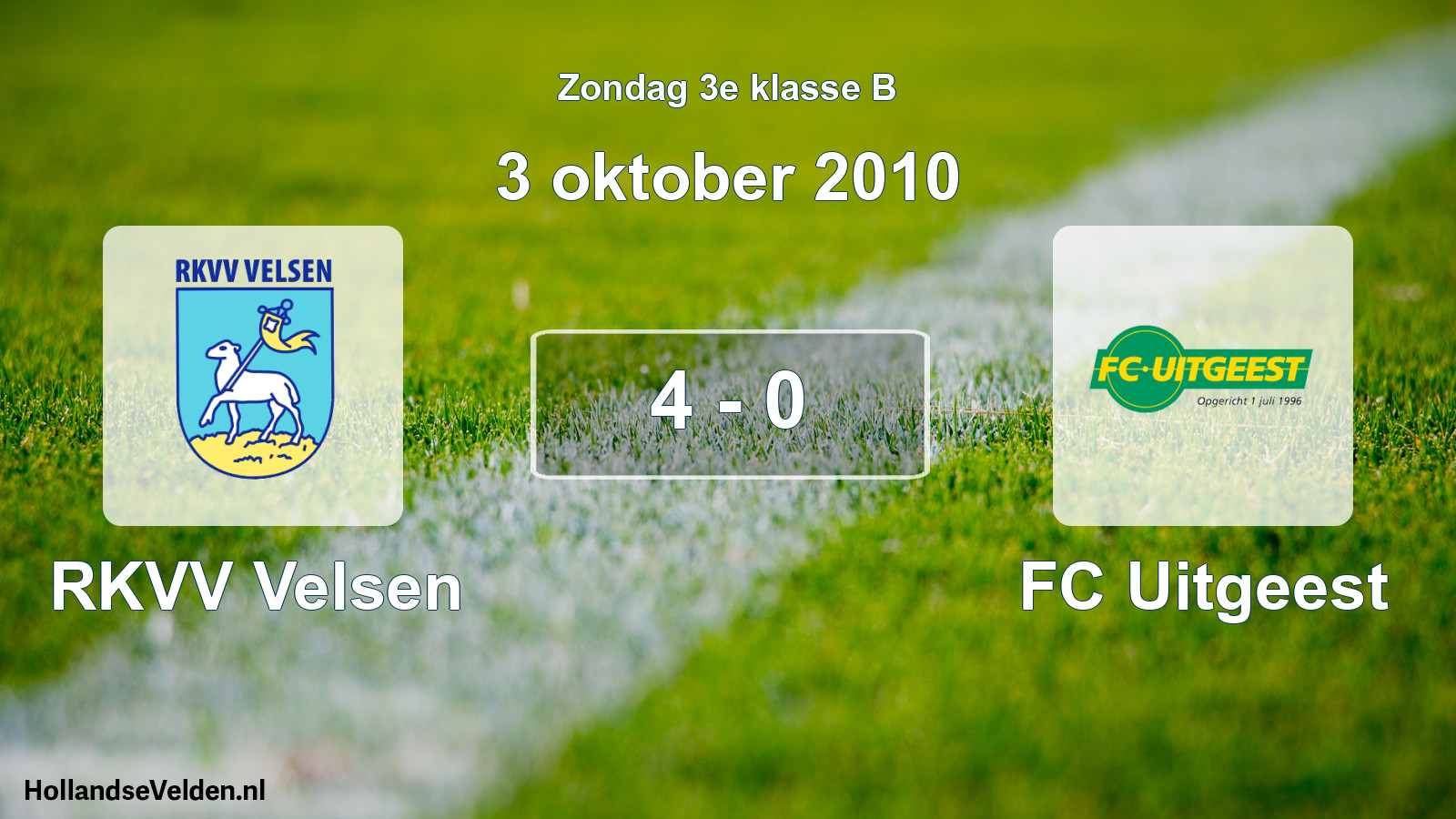 Total number of matches played: RKVV Velsen - FC Uitgeest 4 - 0 (3 October 2010)