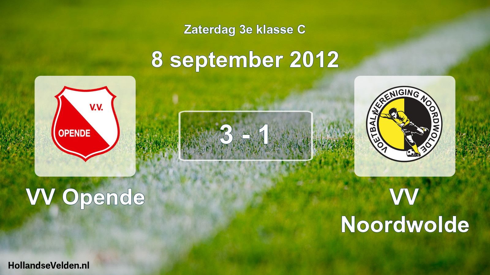Total number of matches played: VV Opende - VV Noordwolde 3 - 1 (8 September 2012)