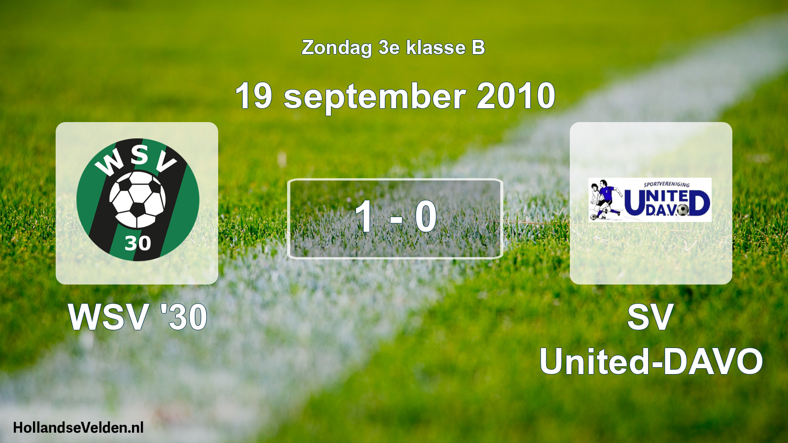 Total number of matches played: WSV '30 - SV United-DAVO 1 - 0 (19 September 2010)