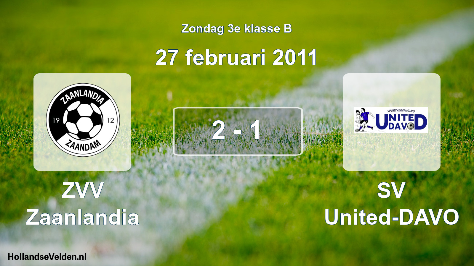 Total number of matches played: ZVV Zaanlandia - SV United-DAVO 2 - 1 (27 February 2011)