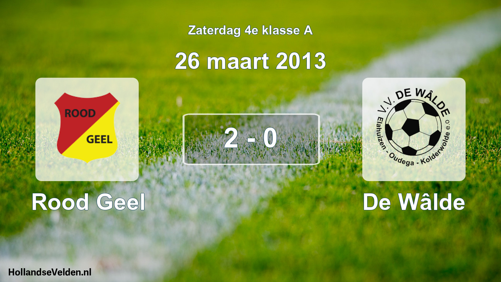 Total number of matches played: Rood Geel - De Wâlde 2 - 0 (26 March 2013)