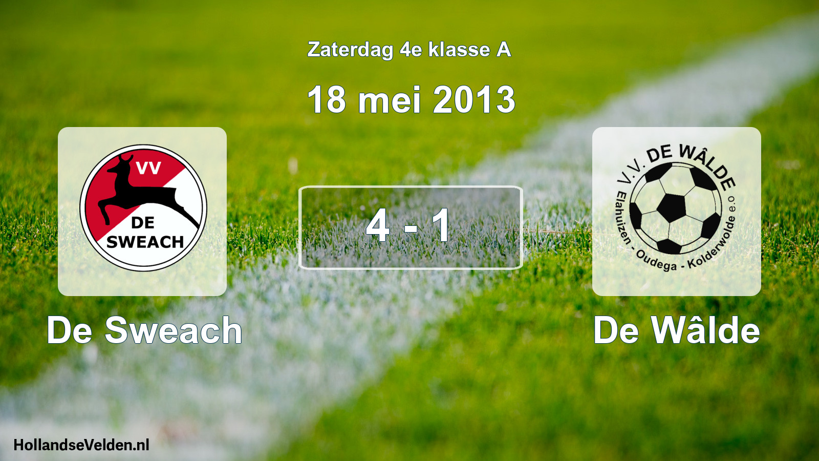 Total number of matches played: De Sweach - De Wâlde 4 - 1 (18 May 2013)