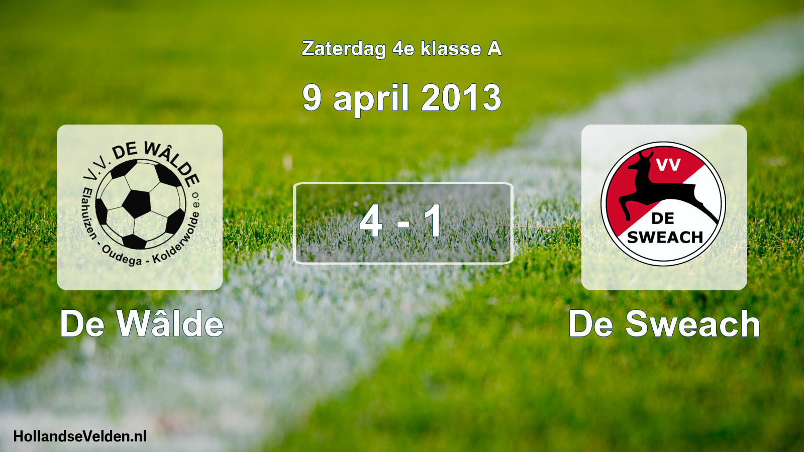 Total number of matches played: De Wâlde - De Sweach 4 - 1 (9 April 2013)