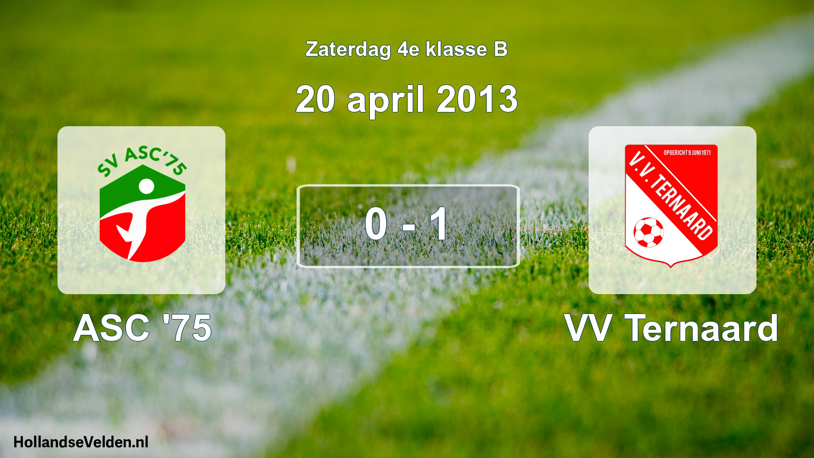 Total number of matches played: ASC '75 - VV Ternaard 0 - 1 (20 April 2013)