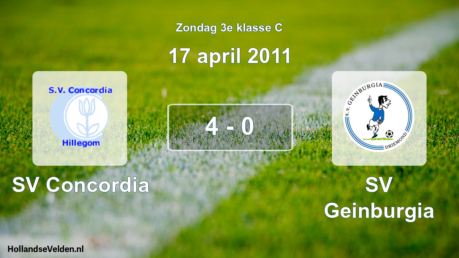 Total number of matches played: SV Concordia - SV Geinburgia 4 - 0 (17 April 2011)