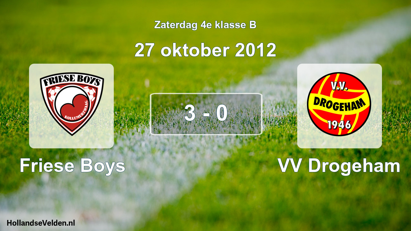 Total number of matches played: Friese Boys - VV Drogeham 3 - 0 (27 October 2012)