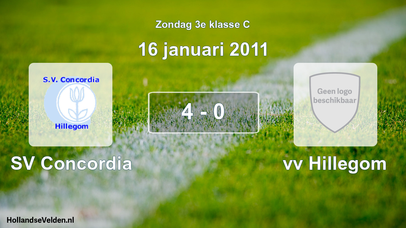 Total number of matches played: SV Concordia - vv Hillegom 4 - 0 (16 January 2011)