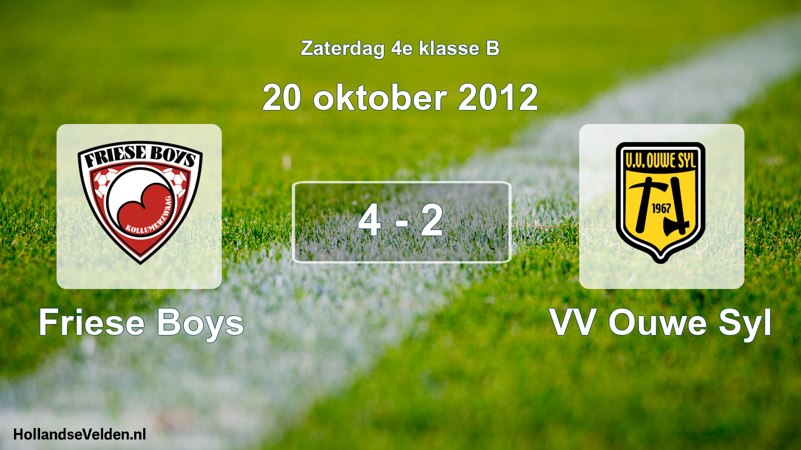 Total number of matches played: Friese Boys - VV Ouwe Syl 4 - 2 (20 October 2012)