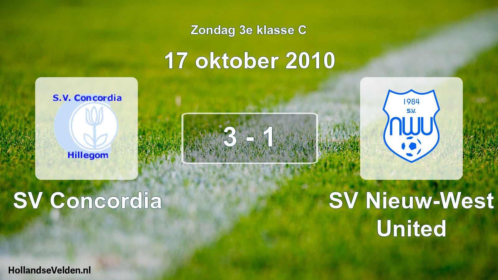 Total number of matches played: SV Concordia - SV Nieuw-West United 3 - 1 (17 October 2010)