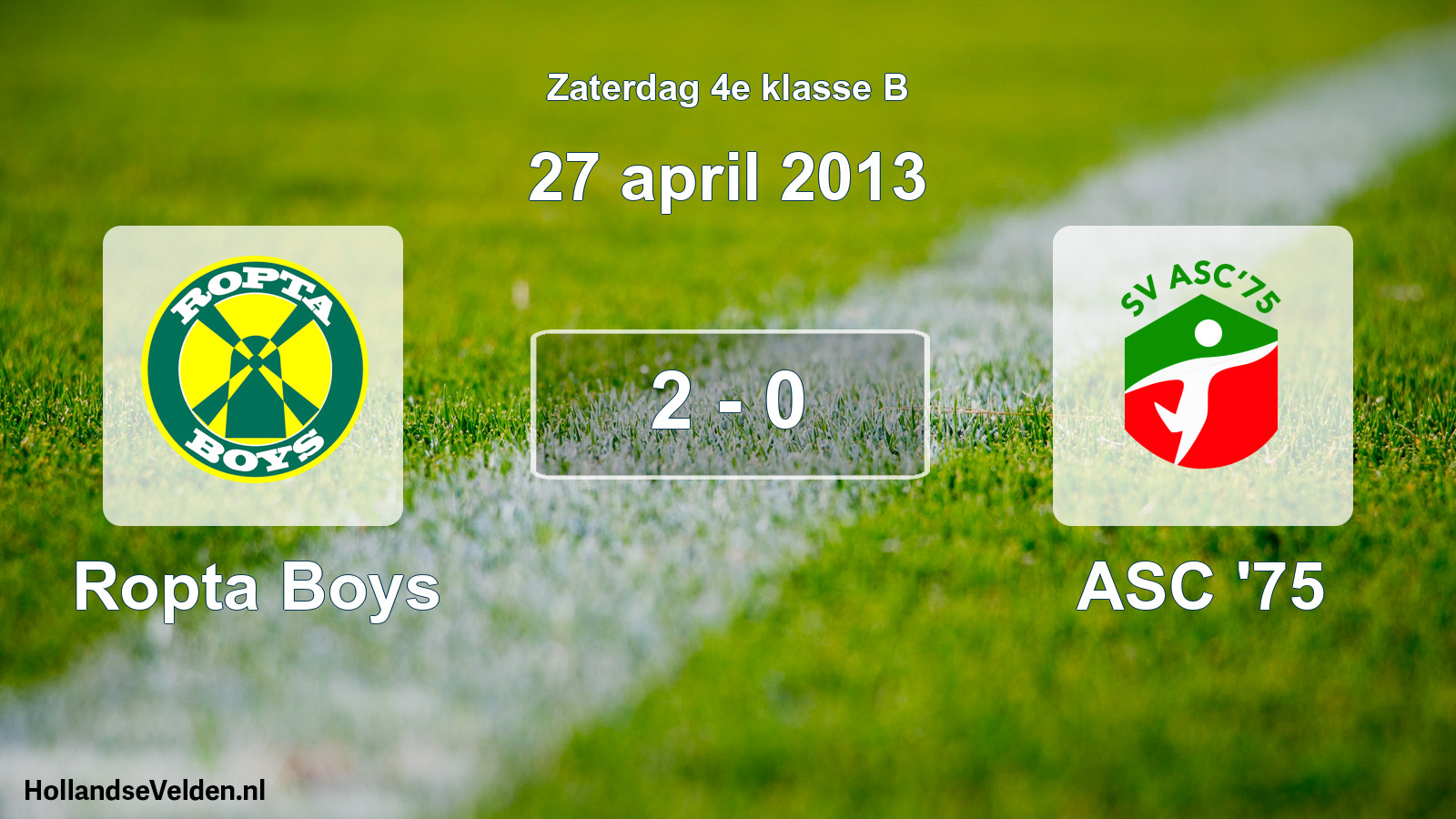 Total number of matches played: Ropta Boys - ASC '75 2 - 0 (27 April 2013)