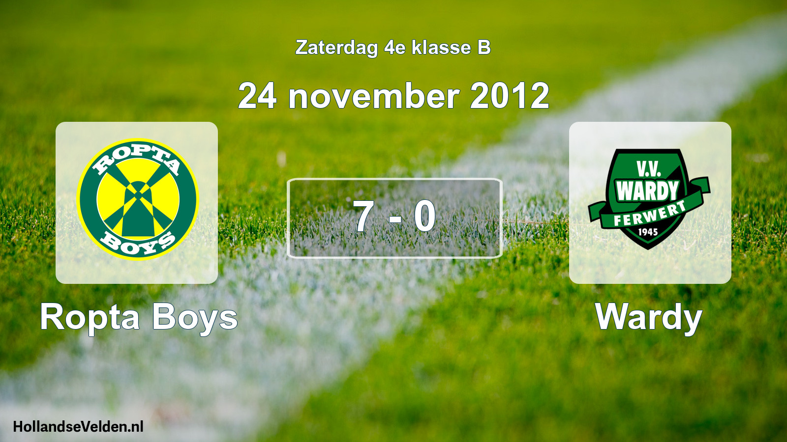 Total number of matches played: Ropta Boys - Wardy 7 - 0 (24 November 2012)