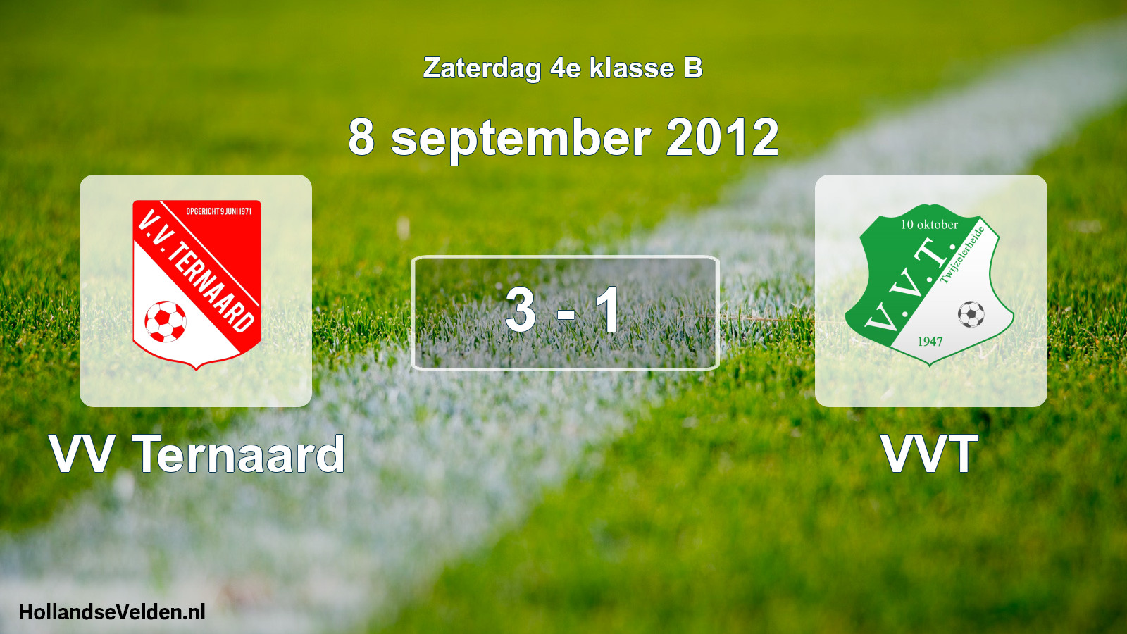 Total number of matches played: VV Ternaard - VVT 3 - 1 (8 September 2012)