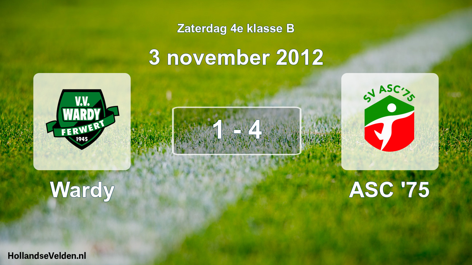 Total number of matches played: Wardy - ASC '75 1 - 4 (3 November 2012)