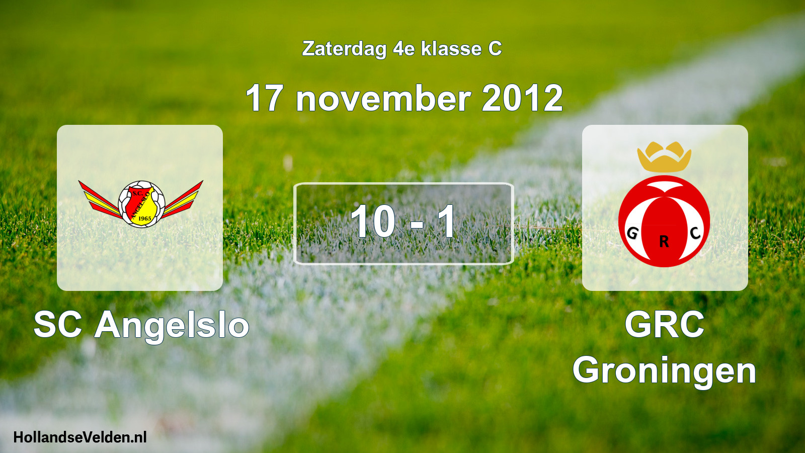 Total number of matches played: SC Angelslo - GRC Groningen 10 - 1 (17 November 2012)