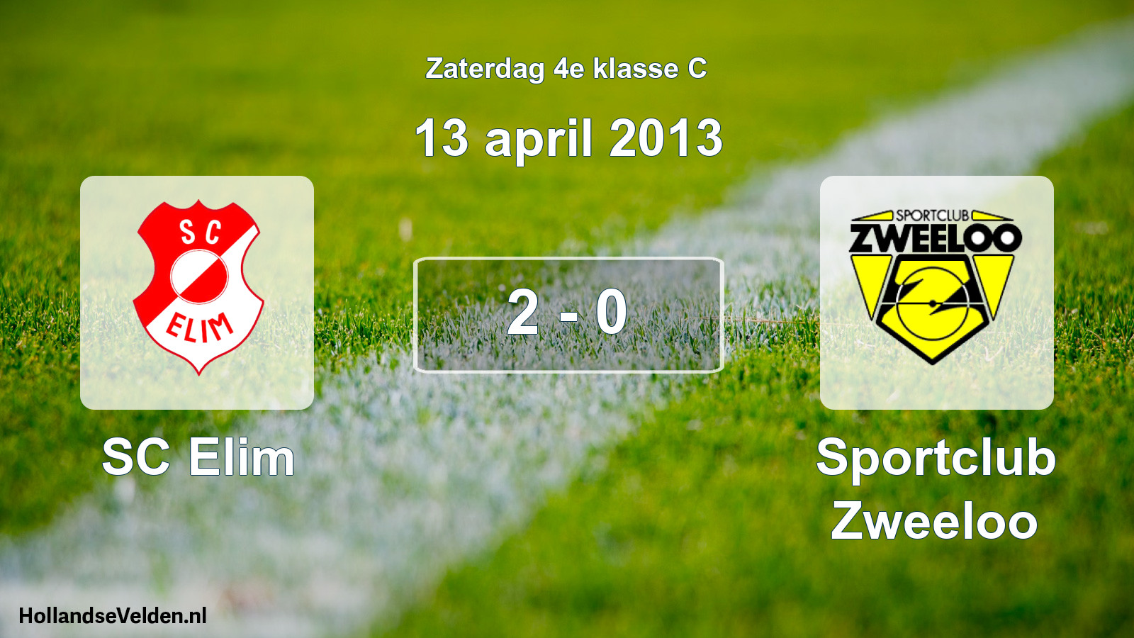 Total number of matches played: SC Elim - Sportclub Zweeloo 2 - 0 (13 April 2013)