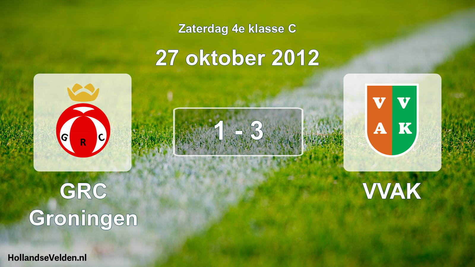 Total number of matches played: GRC Groningen - VVAK 1 - 3 (27 October 2012)