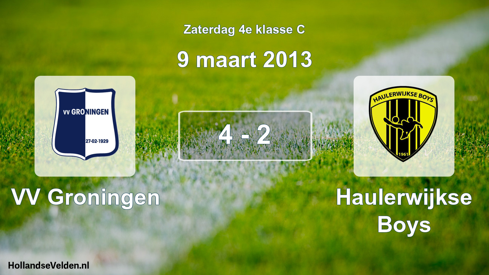 Total number of matches played: VV Groningen - Haulerwijkse Boys 4 - 2 (9 March 2013)