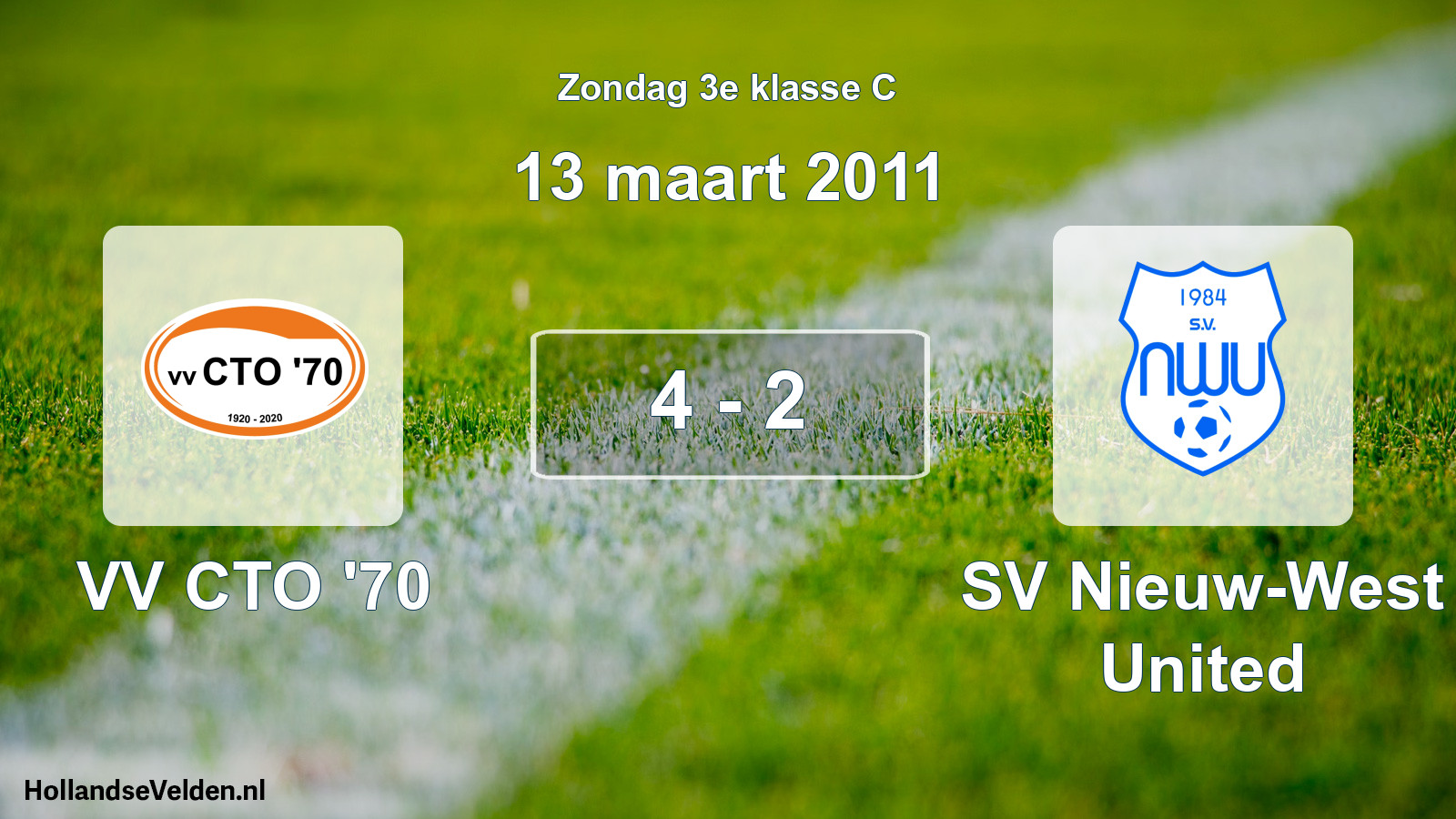 Total number of matches played: VV CTO '70 - SV Nieuw-West United 4 - 2 (13 March 2011)