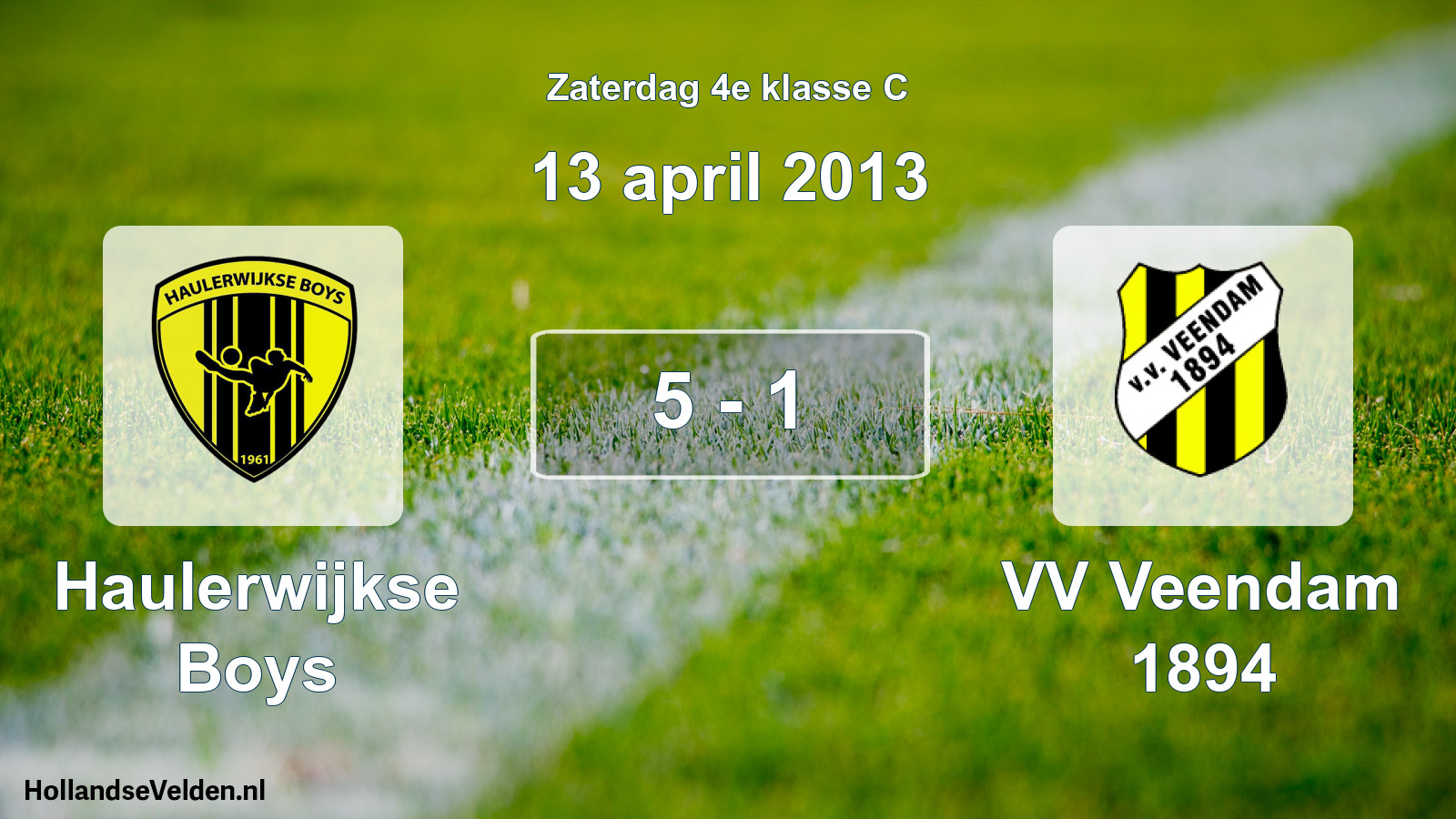 Total number of matches played: Haulerwijkse Boys - VV Veendam 1894 5 - 1 (13 April 2013)
