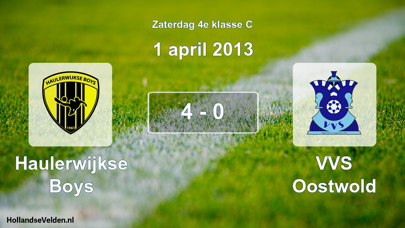 Total number of matches played: Haulerwijkse Boys - VVS Oostwold 4 - 0 (1 April 2013)