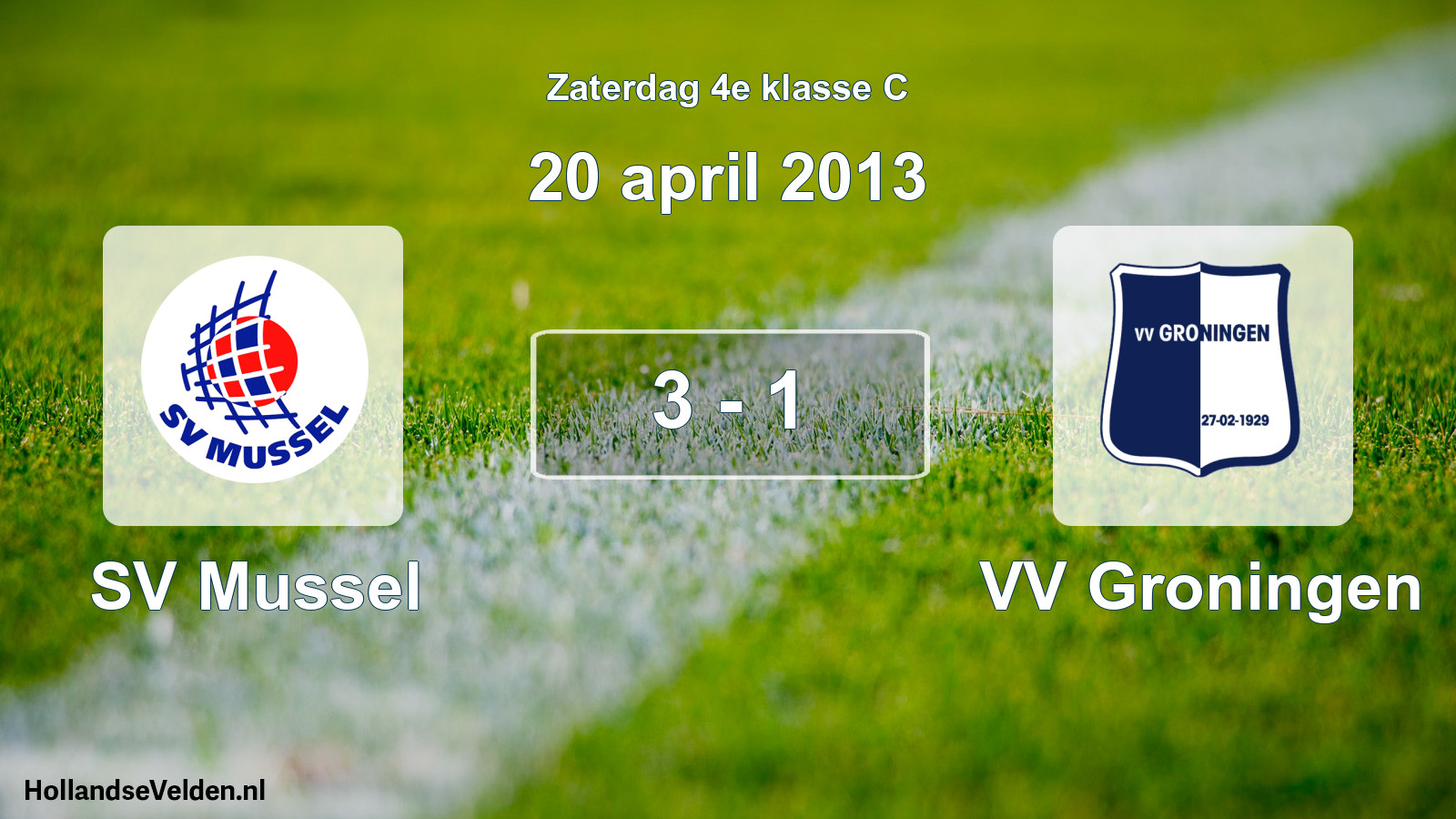 Total number of matches played: SV Mussel - VV Groningen 3 - 1 (20 April 2013)