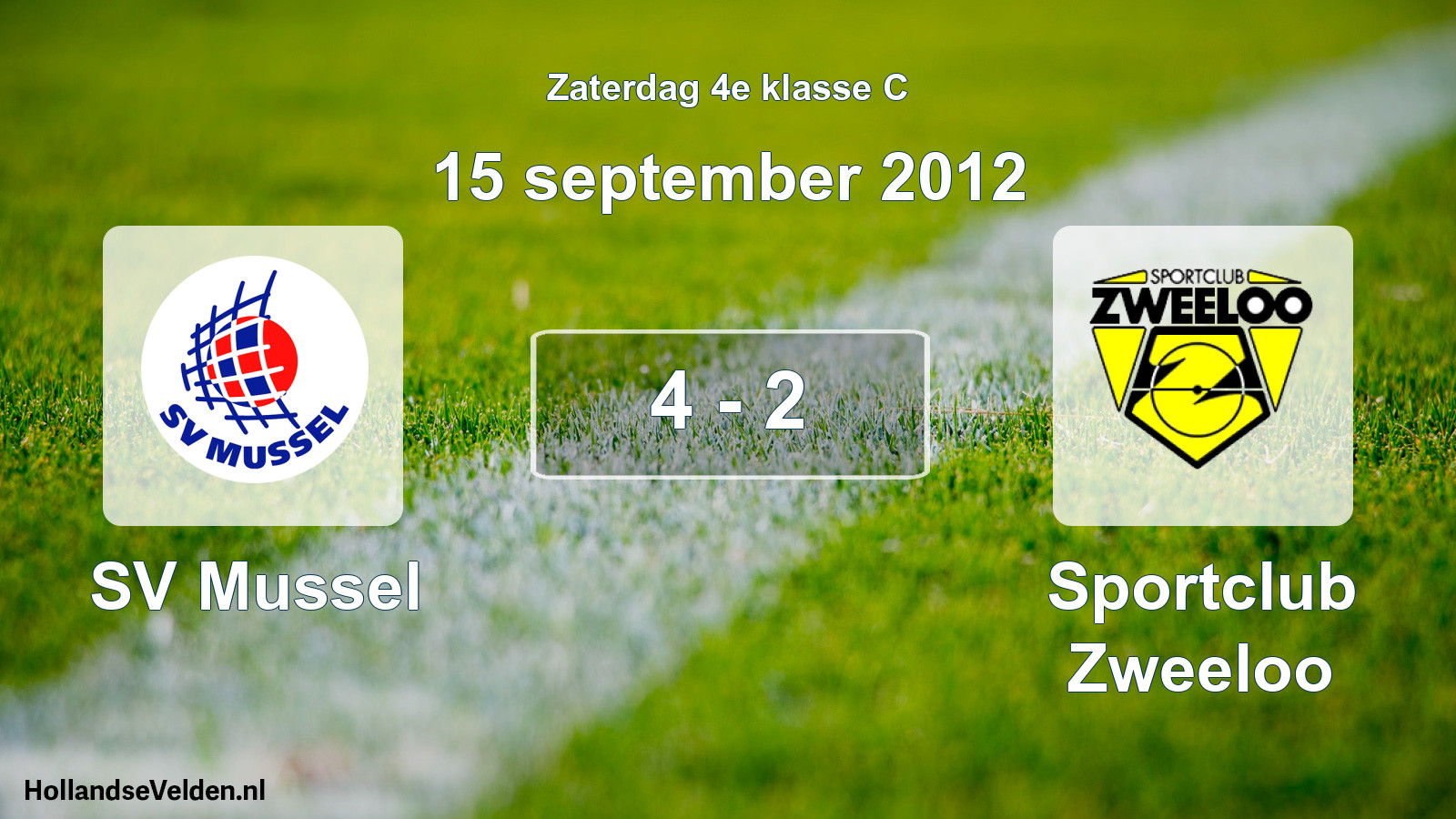 Total number of matches played: SV Mussel - Sportclub Zweeloo 4 - 2 (15 September 2012)