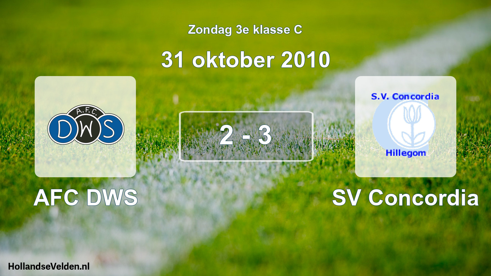 Total number of matches played: AFC DWS - SV Concordia 2 - 3 (31 October 2010)