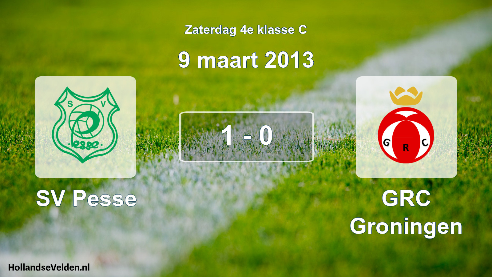 Total number of matches played: SV Pesse - GRC Groningen 1 - 0 (9 March 2013)