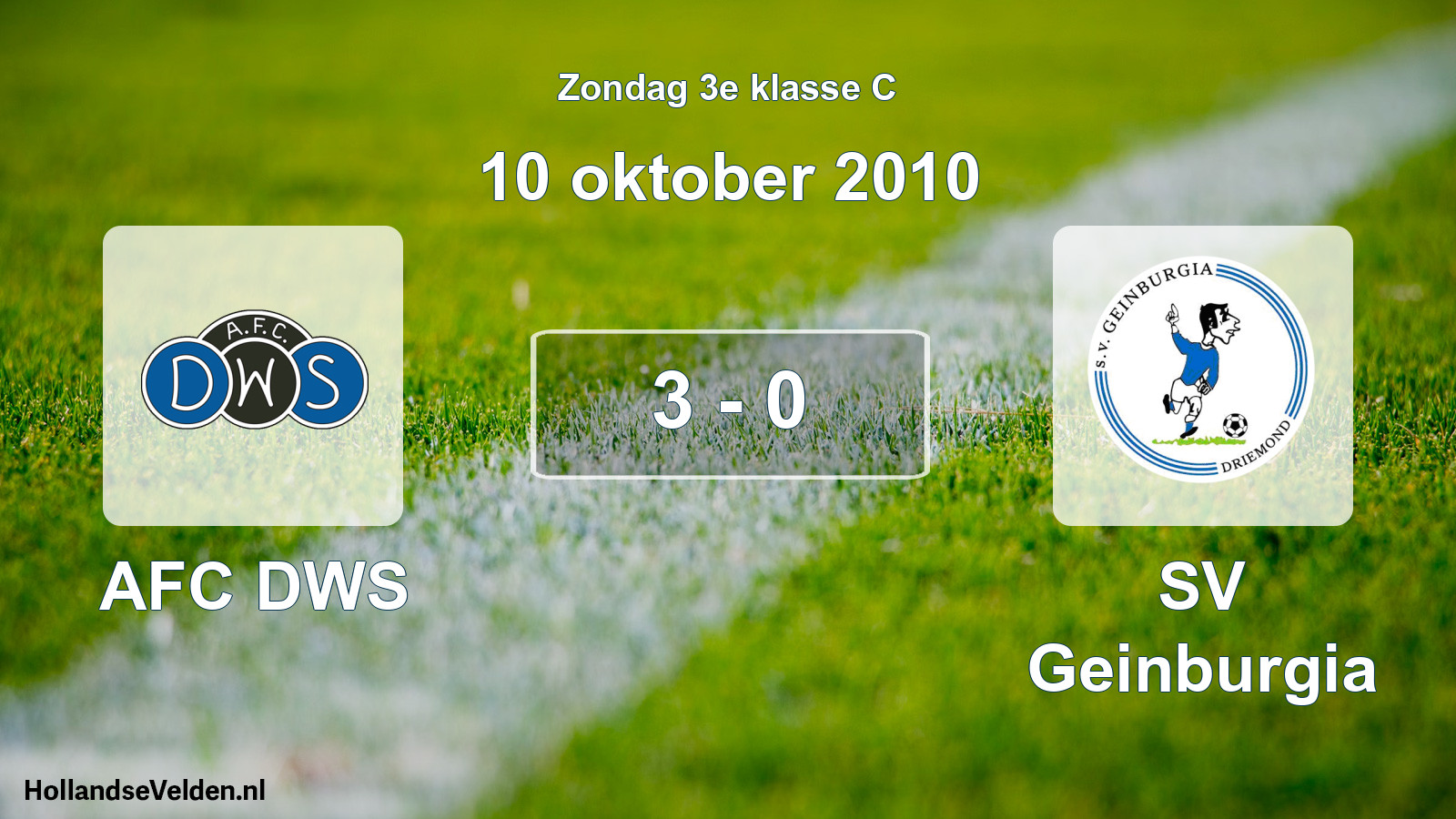 Total number of matches played: AFC DWS - SV Geinburgia 3 - 0 (10 October 2010)