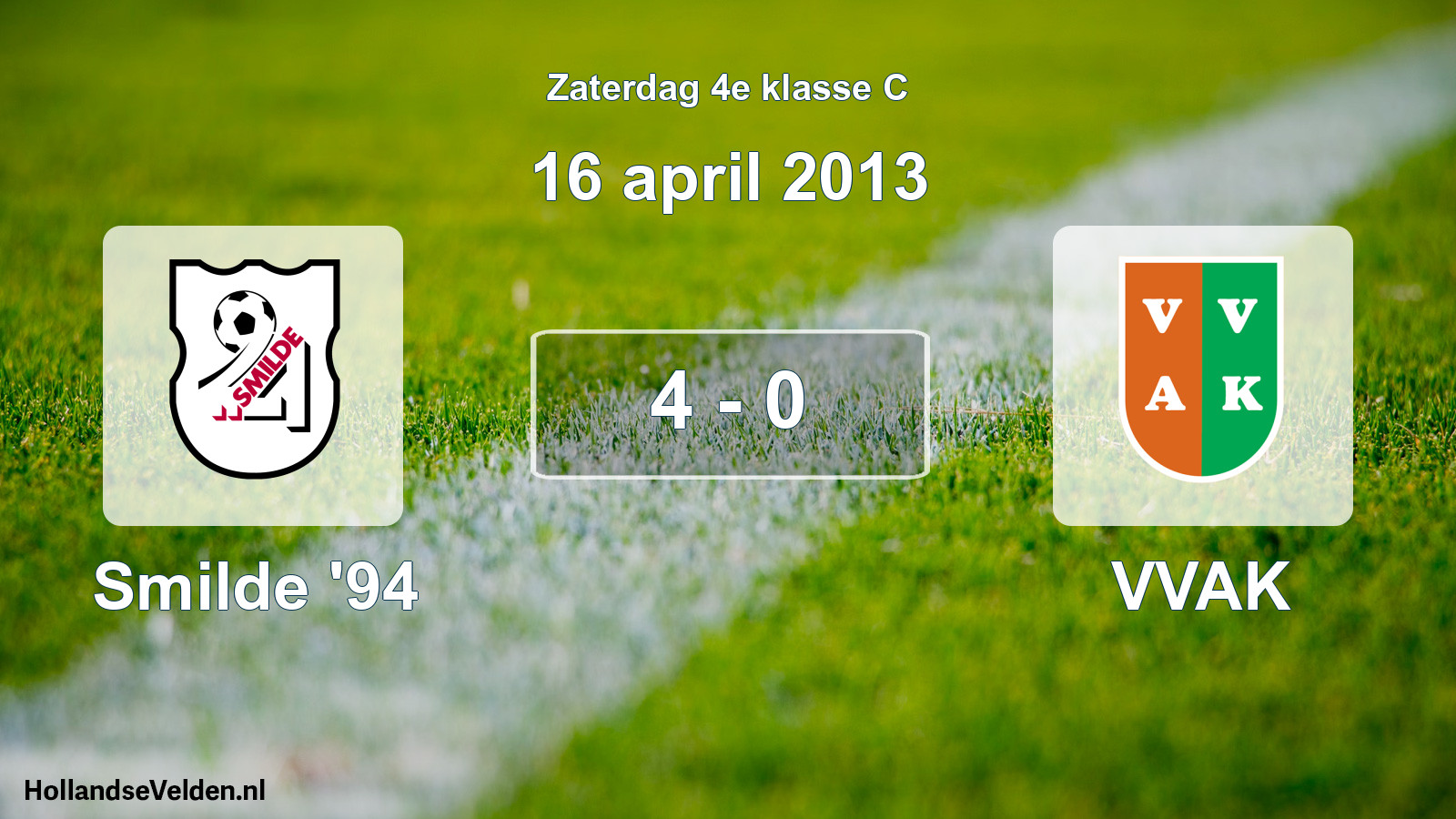 Total number of matches played: Smilde '94 - VVAK 4 - 0 (16 April 2013)