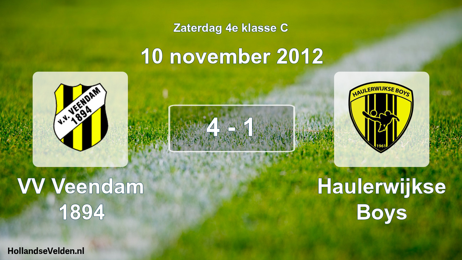 Total number of matches played: VV Veendam 1894 - Haulerwijkse Boys 4 - 1 (10 November 2012)