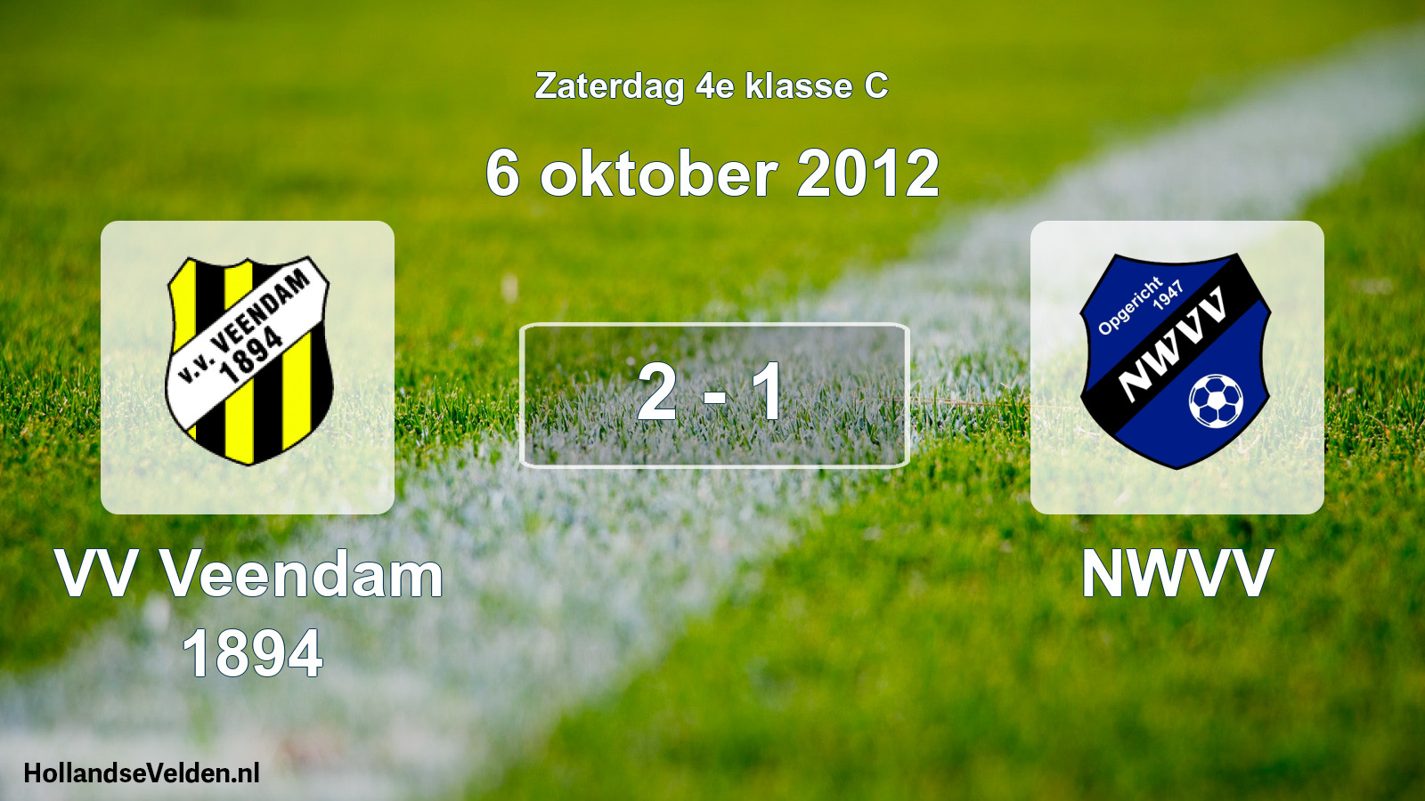 Total number of matches played: VV Veendam 1894 - NWVV 2 - 1 (6 October 2012)