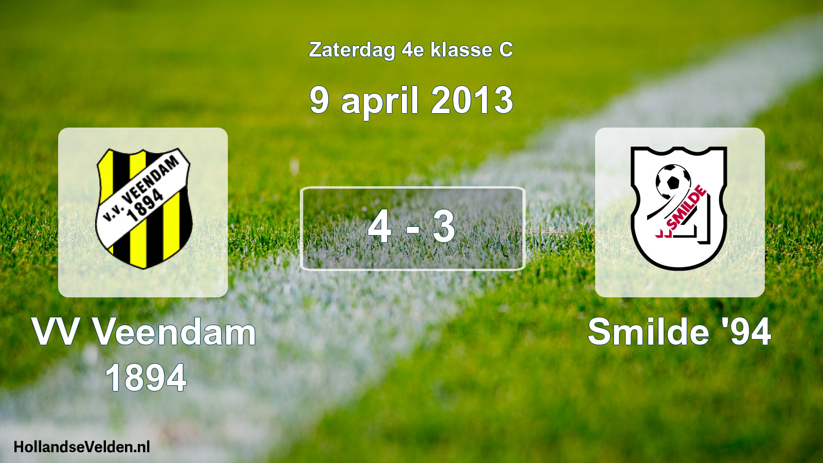 Total number of matches played: VV Veendam 1894 - Smilde '94 4 - 3 (9 April 2013)