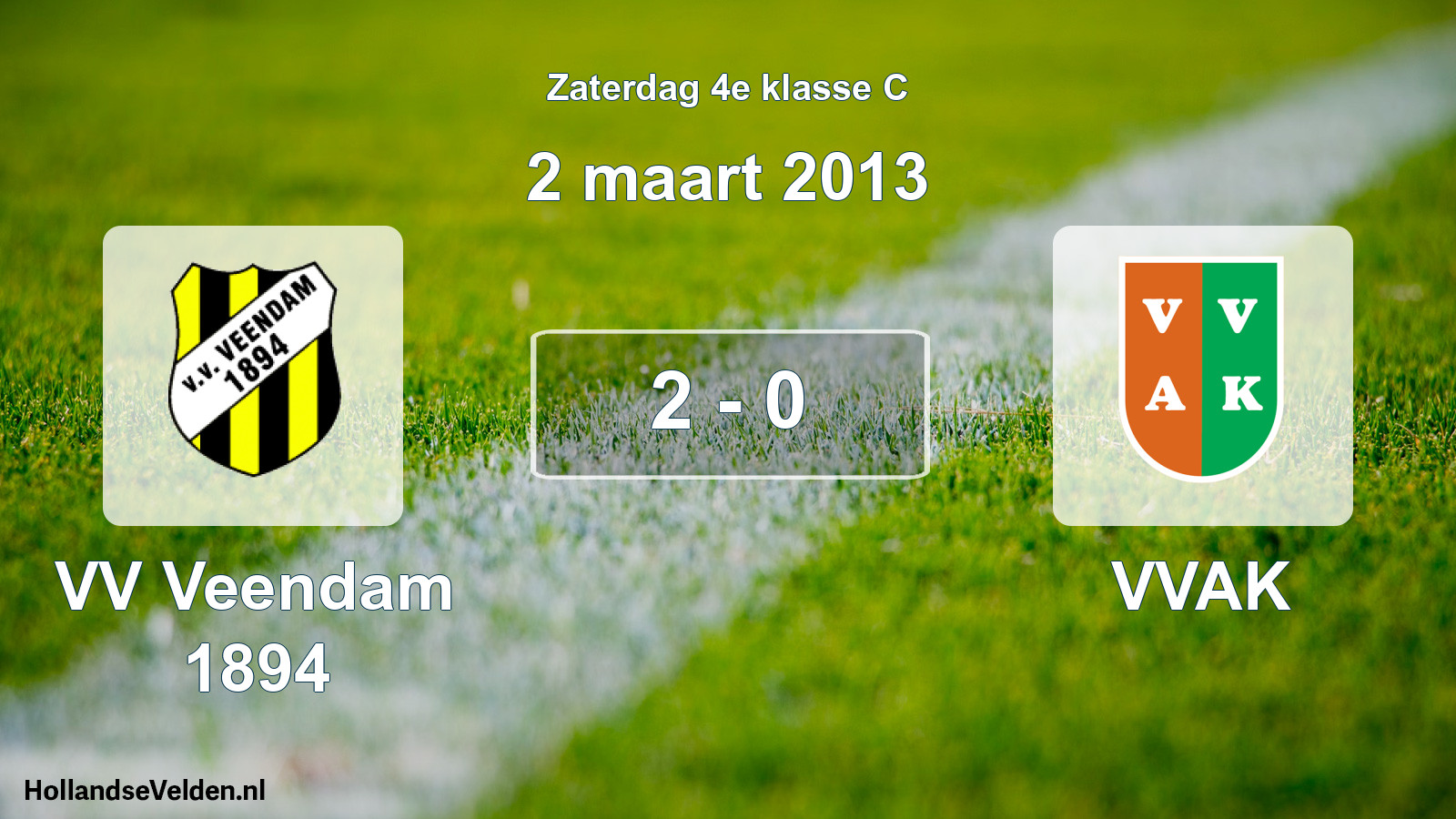 Total number of matches played: VV Veendam 1894 - VVAK 2 - 0 (2 March 2013)