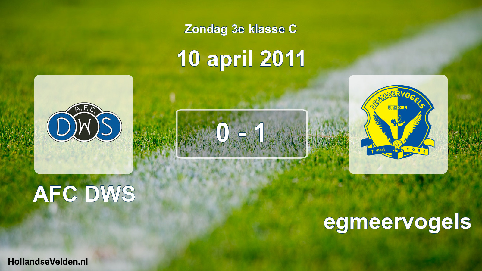 Total number of matches played: AFC DWS - Legmeervogels 0 - 1 (10 April 2011)
