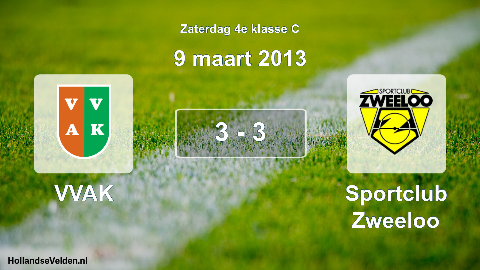 Total number of matches played: VVAK - Sportclub Zweeloo 3 - 3 (9 March 2013)