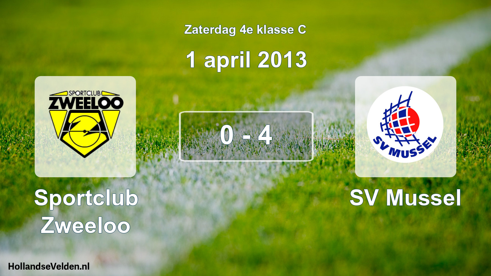 Total number of matches played: Sportclub Zweeloo - SV Mussel 0 - 4 (1 April 2013)