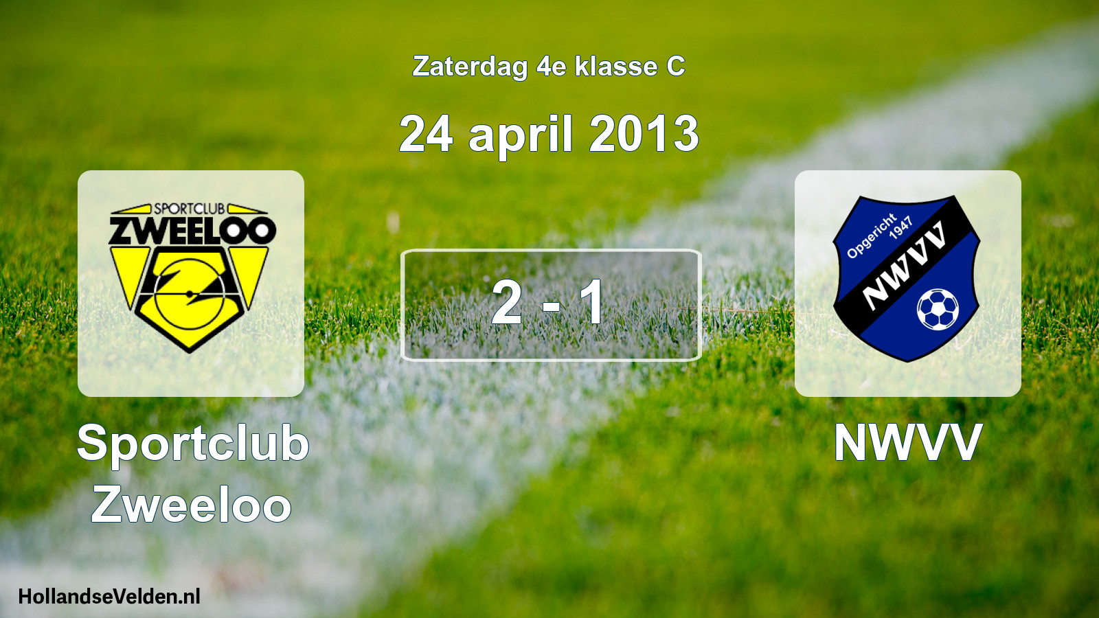 Total number of matches played: Sportclub Zweeloo - NWVV 2 - 1 (24 April 2013)