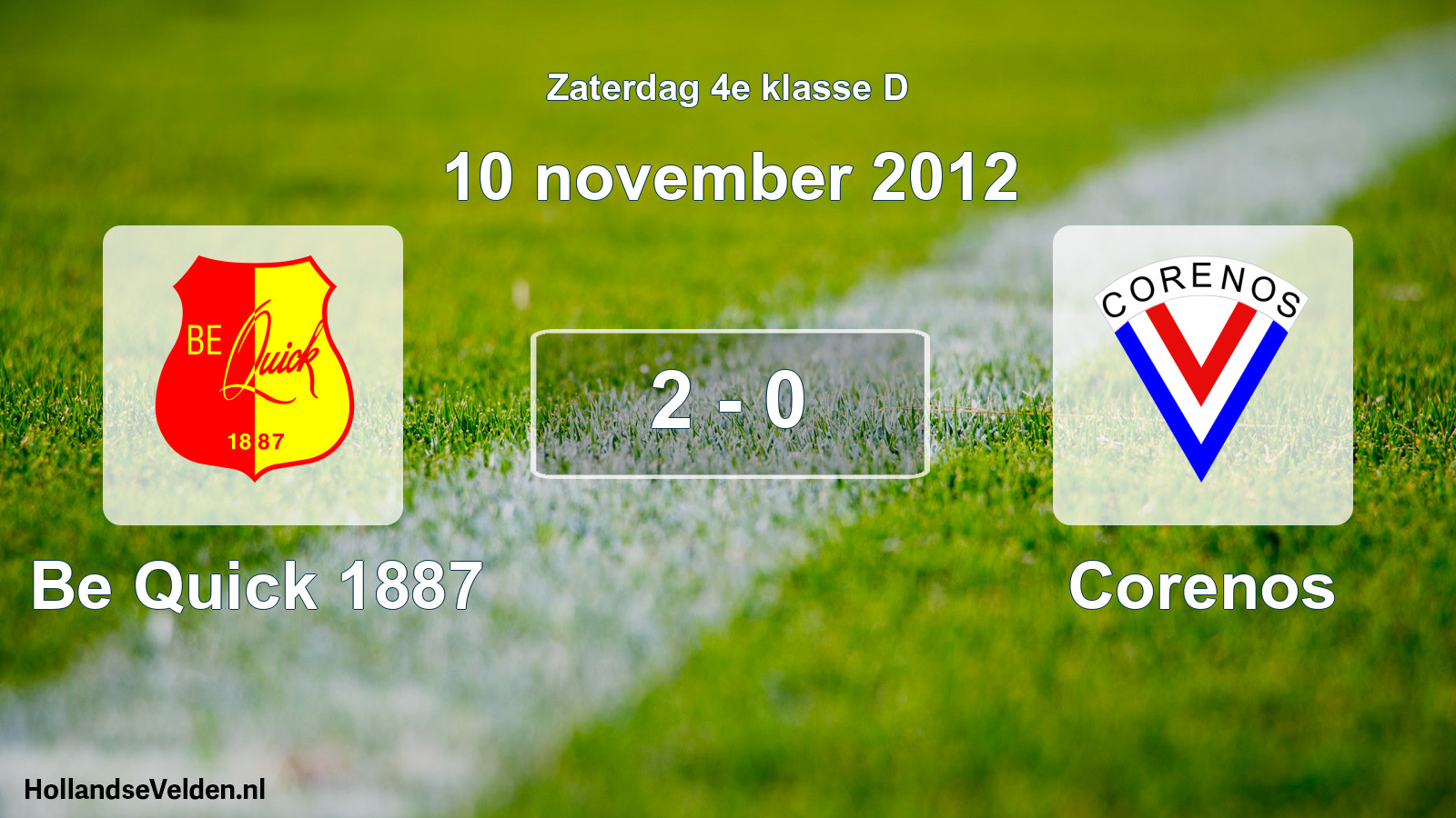 Total number of matches played: Be Quick 1887 - Corenos 2 - 0 (10 November 2012)