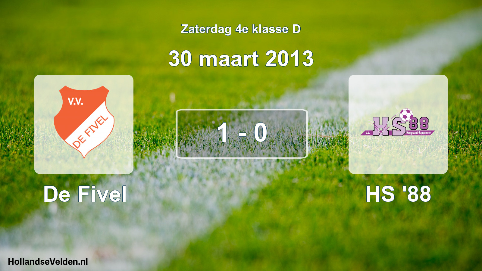 Total number of matches played: De Fivel - HS '88 1 - 0 (30 March 2013)