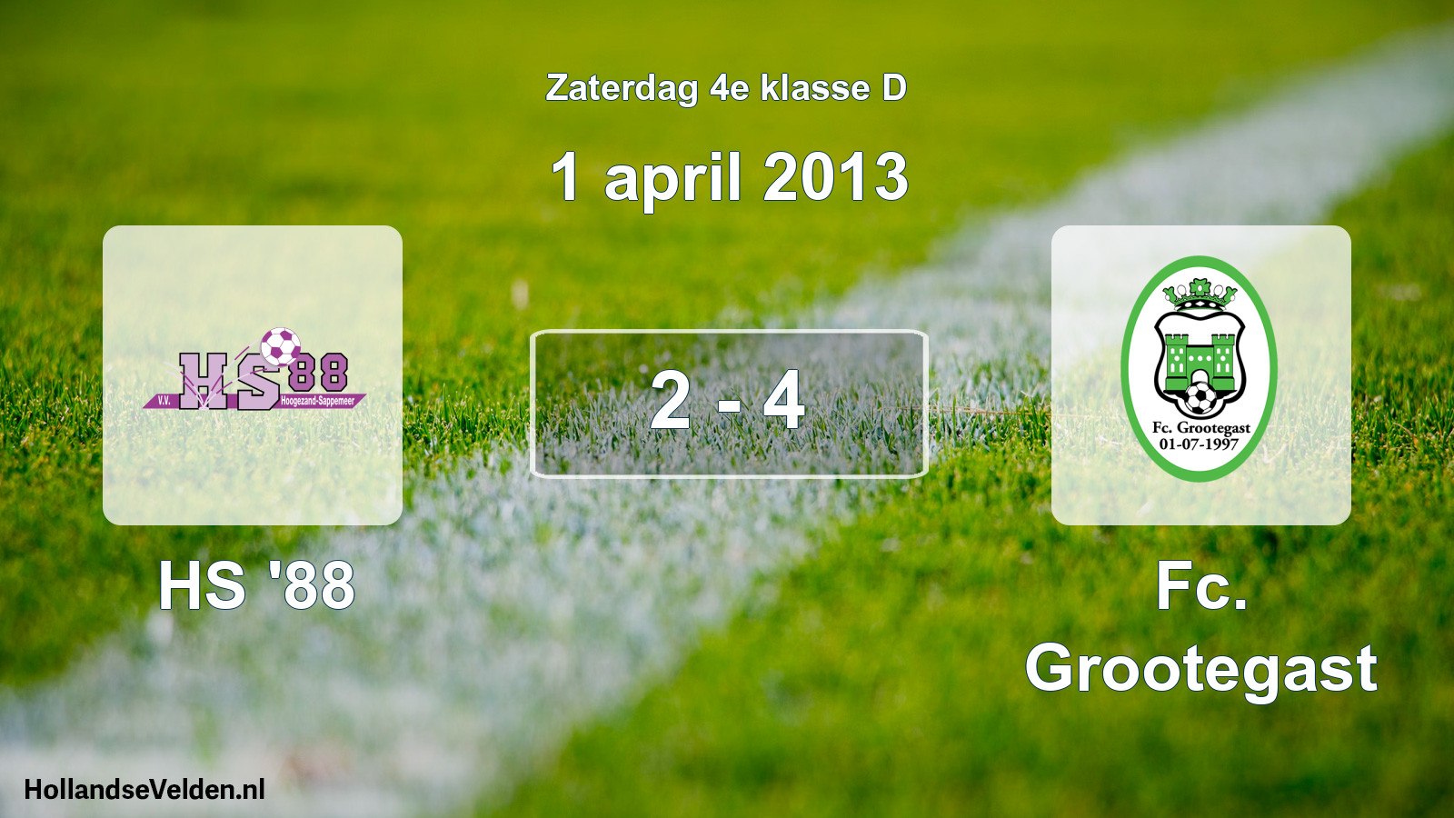 Total number of matches played: HS '88 - Fc. Grootegast 2 - 4 (1 April 2013)
