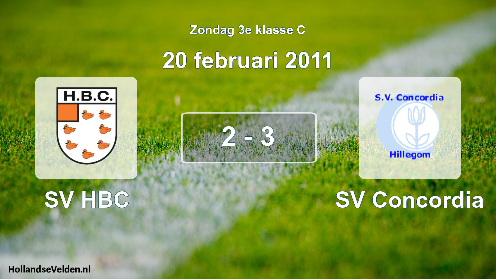 Total number of matches played: SV HBC - SV Concordia 2 - 3 (20 February 2011)