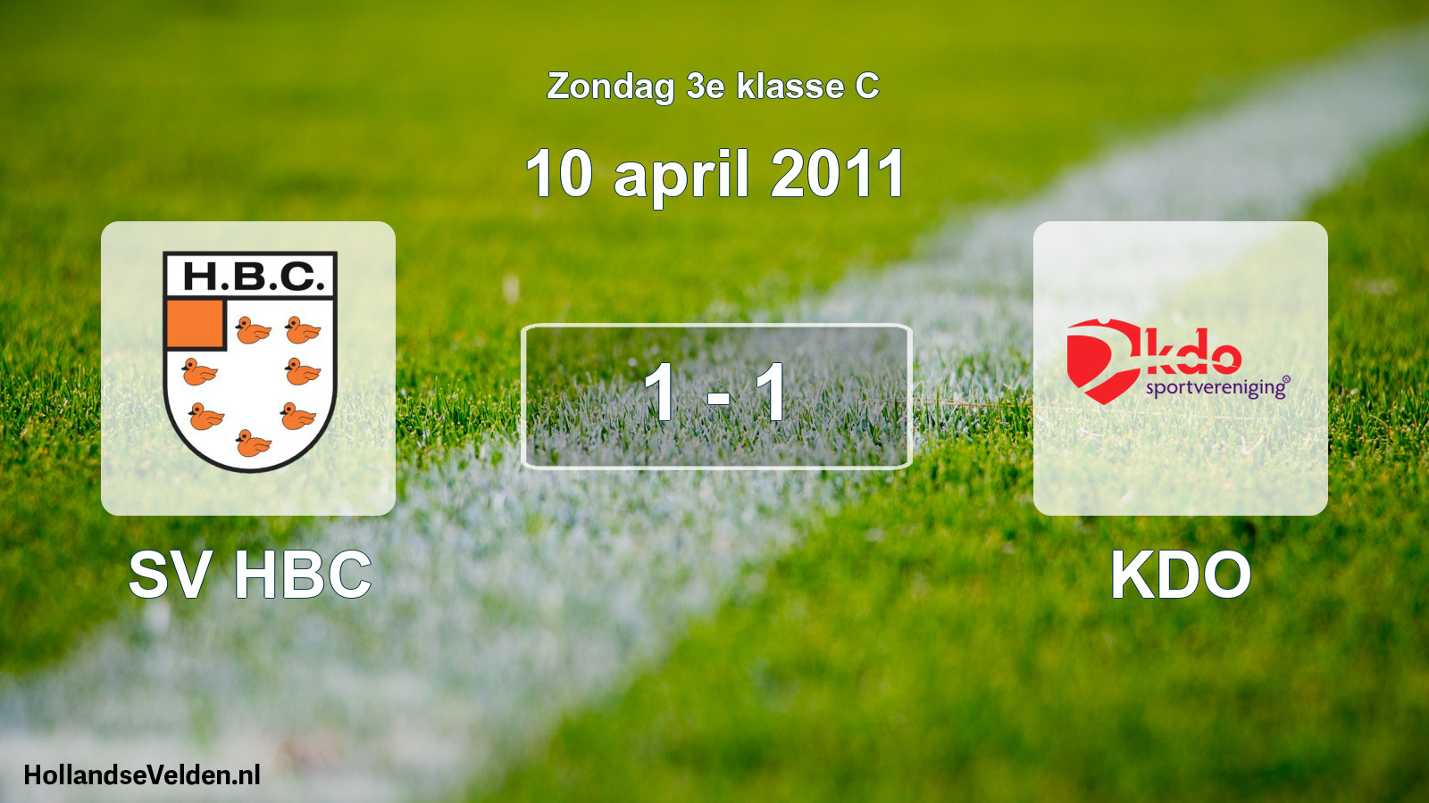 Total number of matches played: SV HBC - KDO 1 - 1 (10 April 2011)