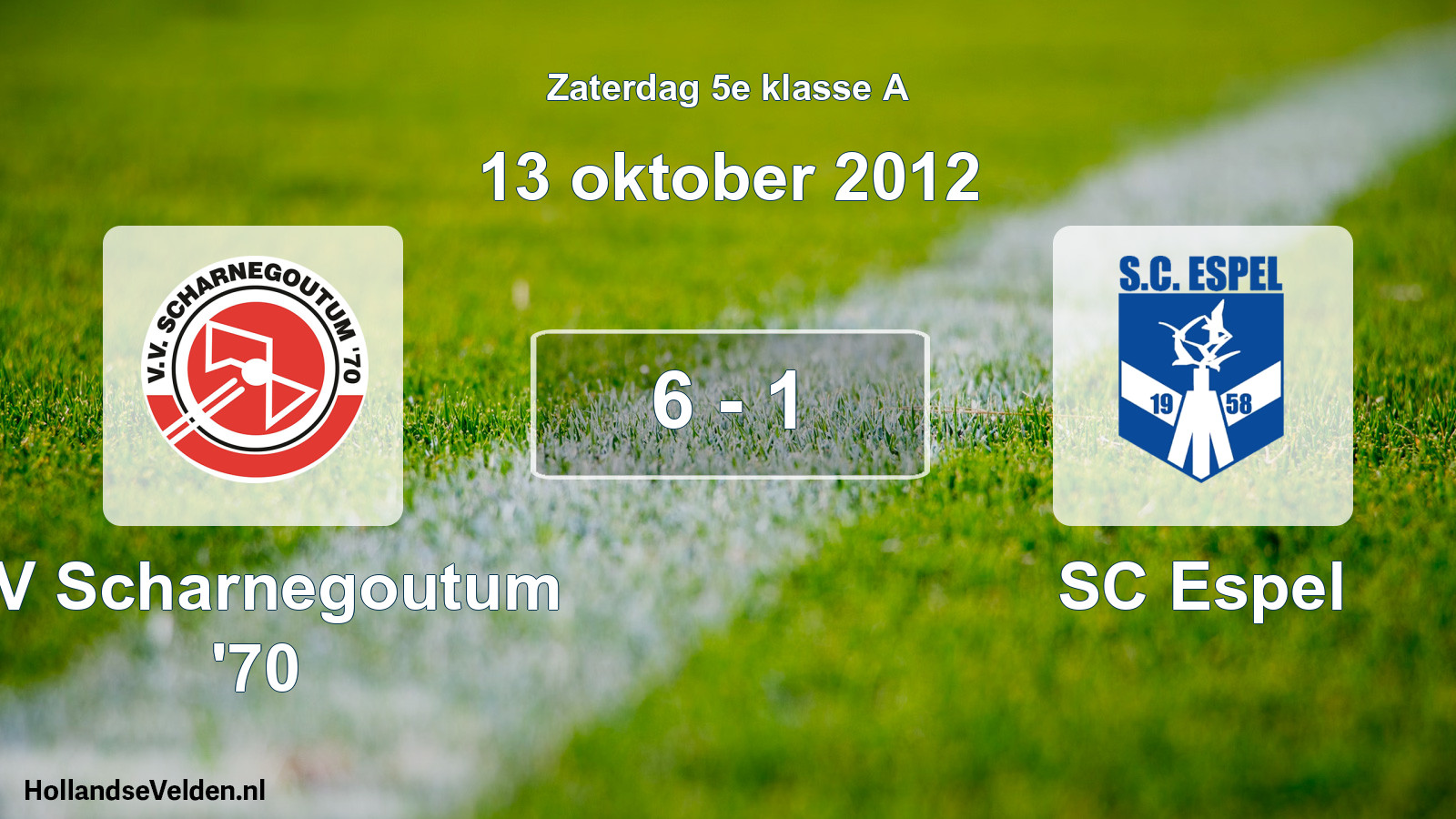 Total number of matches played: VV Scharnegoutum '70 - SC Espel 6 - 1 (13 October 2012)