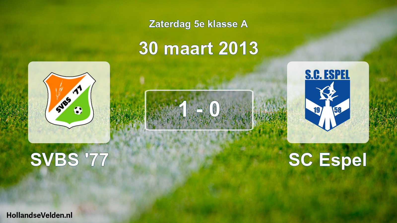 Total number of matches played: SVBS '77 - SC Espel 1 - 0 (30 March 2013)