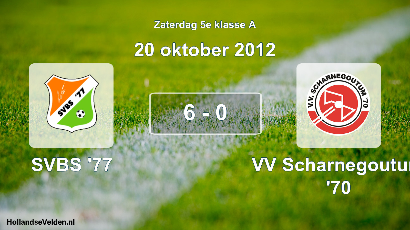Total number of matches played: SVBS '77 - VV Scharnegoutum '70 6 - 0 (20 October 2012)