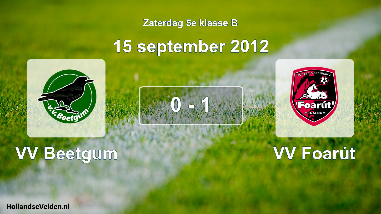 Total number of matches played: VV Beetgum - VV Foarút 0 - 1 (15 September 2012)
